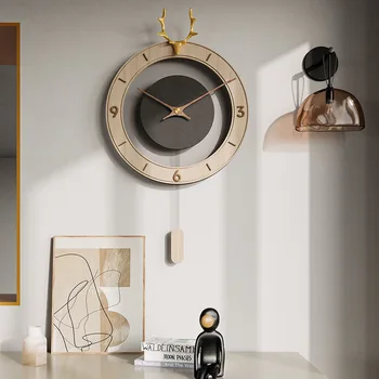 Настенные часы в скандинавском стиле для гостиной, модное украшение для дома, креативные часы с оленем, настенные кварцевые часы