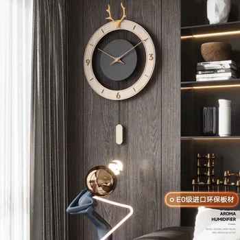 Настенные часы в скандинавском стиле для гостиной, модное украшение для дома, креативные часы с оленем, настенные кварцевые часы Изображение 2