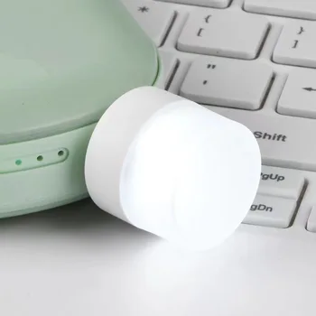 USB Штекерная Лампа Компьютерная Мобильная Зарядка USB Маленькие Книжные Лампы LED Защита Глаз Лампа Для Чтения Маленький Круглый Светильник Ночник Изображение 2