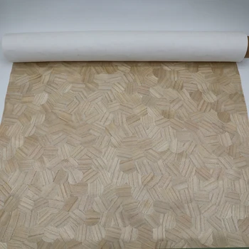 Mywind Обои ручной работы из натурального материала Светло-серый Коллаж из деревянного шпона