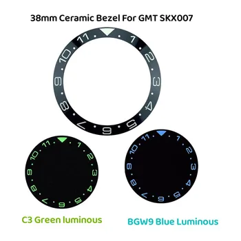 Запчасти для часов Mod 38 мм 12 часов C3 зеленый BGW9 синий светящийся черный керамический безель, вставное кольцо, подходит для GMT SKX007 SRPD