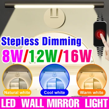 Светодиодный настенный светильник USB с плавным затемнением, сенсорное управление, Настенный зеркальный светильник для туалетного столика, 24 40 60 светодиодов, настенный светильник для ванной комнаты, светильник для туалетного столика