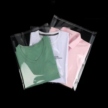 TETP 100 шт. Прозрачная упаковка для футболок, Самоклеящиеся сумки, Домашние брюки для путешествий, Подарочное украшение для хранения банных полотенец, OPP Целлофан Изображение 2