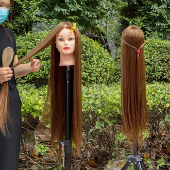80 см Женская голова Манекена с синтетическими волосами Для практики Плетения волос, Прически Для Кукол, Обучающая головка для парикмахерских Укладок