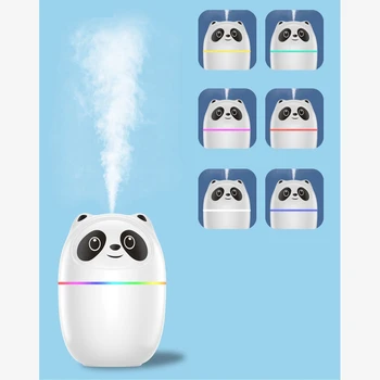 Увлажнитель воздуха Pandas, милый диффузор с ароматическими эфирными маслами объемом 220 мл, USB-устройство для запотевания, туманообразователь с красочным ночником Изображение 2
