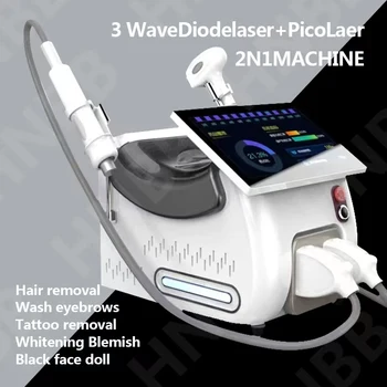 Newst 2 в 1 Пикосекундной Лазерной Машине для удаления татуировок GRALEMER 3000 Вт 808 нм 755 нм 1064 нм Удаление волос Отбеливание и омоложение