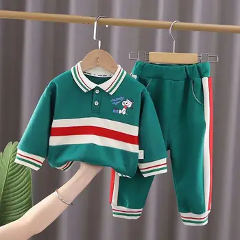 Детский Осенний костюм для мальчиков 2023 года, Новая Модная Весенне-осенняя одежда для мальчиков, комплект из двух предметов для младенцев и детей, Крутая Повседневная одежда
