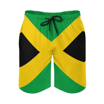 Пляжные брюки с аниме, Ямайский флаг, Свободные Стрейчевые Повседневные Гавайские брюки, Повседневная Регулируемая Кулиска, Дышащая, Быстросохнущая