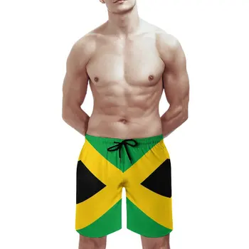 Пляжные брюки с аниме, Ямайский флаг, Свободные Стрейчевые Повседневные Гавайские брюки, Повседневная Регулируемая Кулиска, Дышащая, Быстросохнущая Изображение 2