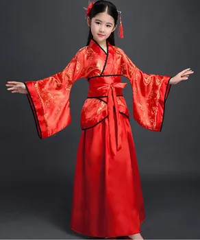Древнекитайское платье, Детское Кимоно для девочек, Традиционный этнический веер, Танцевальный костюм Студенческого хора в Японском Стиле Кимоно Юката Изображение 2