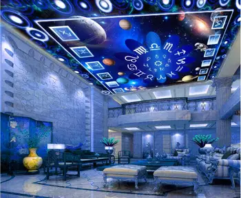 Пользовательские фото 3d потолочные фрески обои Двенадцать созвездий вселенная звездное небо декор гостиной обои для стен 3 d