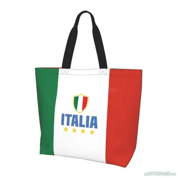 Сумки с флагом Италии, Многоразовые продуктовые сумки, сумка для покупок для женщин, Складная Водонепроницаемая сумка для книг, Многоразовая сумка через плечо