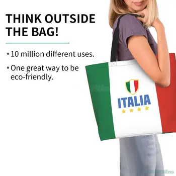 Сумки с флагом Италии, Многоразовые продуктовые сумки, сумка для покупок для женщин, Складная Водонепроницаемая сумка для книг, Многоразовая сумка через плечо Изображение 2