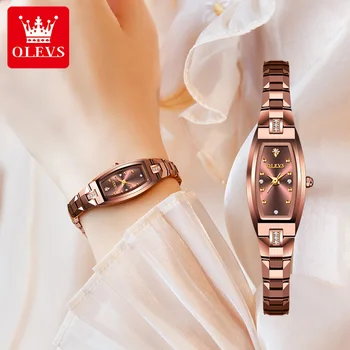 OLEVS 5501, Японские кварцевые супертонкие часы для женщин, модные женские наручные часы с водонепроницаемым ремешком из вольфрамовой стали
