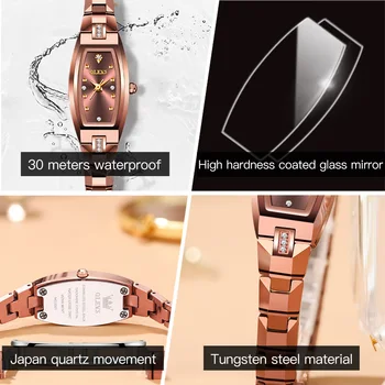 OLEVS 5501, Японские кварцевые супертонкие часы для женщин, модные женские наручные часы с водонепроницаемым ремешком из вольфрамовой стали Изображение 2