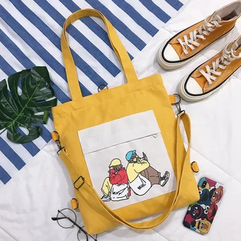 Новые Холщовые сумки Ins с рисунком для девочек, Маленькая сумка через плечо в Японском стиле, сумки для покупок, Эко-Студенческая сумка Ins Изображение 2
