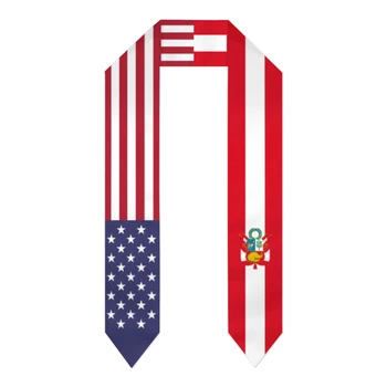 Выпускной Пояс Перу и США Палантин с Флагом Соединенных Штатов, Шали, Обертывания Для выпускников, Подарки для Международной Студенческой гордости Scraf