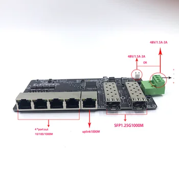 Настенный 5-портовый коммутатор Ethernet 10/100/1000 Мбит/с Гигабитный неуправляемый сетевой коммутатор с 2 портами SFP Изображение 2