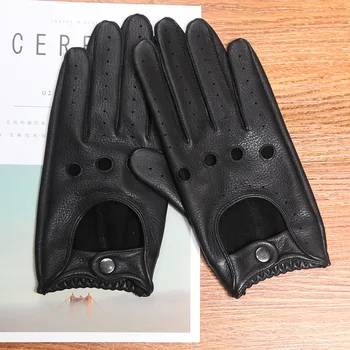 Мужские перчатки из натуральной кожи, противоскользящие, для вождения, дышащие, без подкладки, высококачественные, из оленьей кожи, мужские D0131