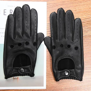 Мужские перчатки из натуральной кожи, противоскользящие, для вождения, дышащие, без подкладки, высококачественные, из оленьей кожи, мужские D0131 Изображение 2