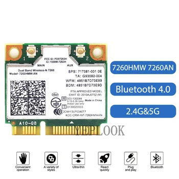 Оригинальная Wifi-карта Intel 7260HMW AN 7260AN 867 Мбит/с, Двухдиапазонная 2,4 G/5 ГГц, Bluetooth 4,0, половина Мини-сетевой карты PCI-E