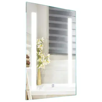 Настенное светодиодное зеркало для ванной Комнаты, 3-цветная сенсорная кнопка с регулируемой яркостью 27,5 ”x 20”