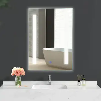 Настенное светодиодное зеркало для ванной Комнаты, 3-цветная сенсорная кнопка с регулируемой яркостью 27,5 ”x 20” Изображение 2