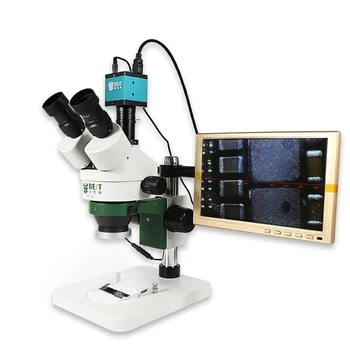 7-45-кратное увеличение, непрерывный зум, тринокулярный стереомикроскоп, микрозеркало, USB, микробиологический цифровой видеоэлектронный