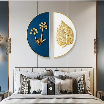 Декоративные гобелены С золотым листом, висящие на стене Крыльца, Полукруглый фон для гостиной, висящие на стене Изображение 2