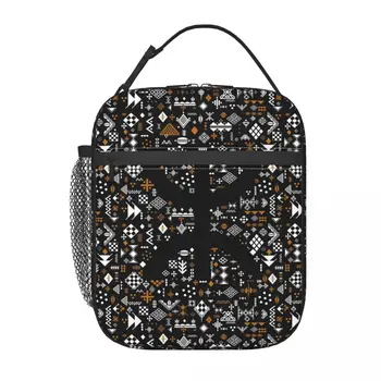 Керамические узоры Kabyle, изолированная сумка для ланча для школы, офиса, геометрический многоразовый термоохладитель, ланч-бокс для женщин и детей Изображение 2