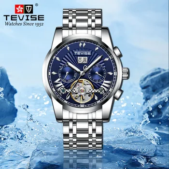 Модные деловые часы TEVISE с турбийоном и стальным ремешком, многофункциональные мужские механические часы Изображение 2