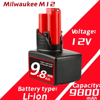 Batterie Li-Ion 12V 9000mah Gießen Milwaukee, Gießen Sie Outils m12 48-11-1/4-11-1/4-11-1/4-11-1/8-11-1/8-11-1/8-11-1/4 Изображение 2