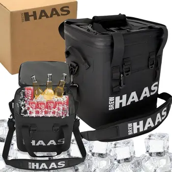 Кулер HAAS с мягкой боковой изоляцией, герметичный охладитель, держатель на 24 банки, матовый черный, изолированный пакет, герметичный, водонепроницаемый, сохраняет ледяной холод f
