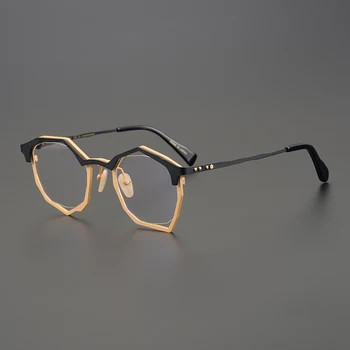 Модная Новая Оправа для очков Неправильной Формы, мужские Дизайнерские Титановые оптические очки для чтения при Близорукости, женские очки по рецепту Изображение 2
