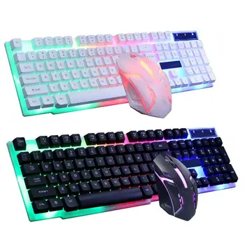 Комплект клавиатуры и мыши Gtx300 в стиле панк-радуга, игровая клавиатура с подсветкой, USB-Проводная подвесная клавиатура и мышь