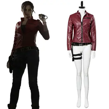 Resident 2 Клэр Редфилд Косплей костюм Красная куртка Наряд Для вечеринки в честь Хэллоуина Косплей костюм Повседневная одежда