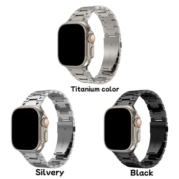 Металлический Ремешок для Apple Watch ultra 49 мм, ремешок 45 мм, 41 мм, 44 мм, 40/38 мм, смарт-часы из нержавеющей стали, браслет для iWatch 8 5 6 7 se 3 Изображение 2