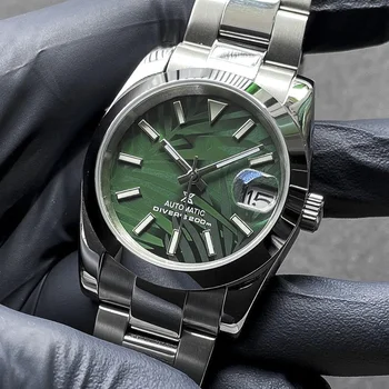 36/39 мм Air-King watch Часы с зелеными листьями бамбука NH35 автоматический механический механизм индивидуальные аксессуары для часов