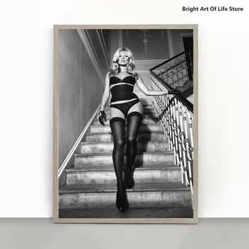 Плакаты Кейт Мосс, высококачественная печать, Эротическая леди, Сексуальная винтажная настенная монохромная фотография Изображение 2