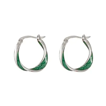 Amaiyllis S925 стерлингового серебра, светло-роскошные зеленые эпоксидные серьги Мебиуса, круглые серьги, нишевые модные серьги-кольца, ювелирные изделия Изображение 2