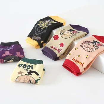 Носки с аниме, милые хлопковые прямые носки с героями мультфильмов, новые носки для косплея 