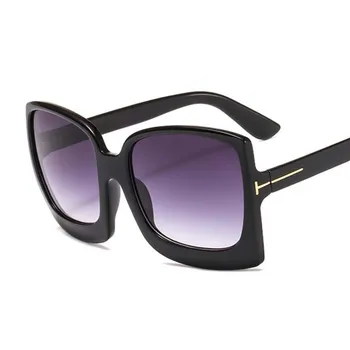 Новые черные градиентные квадратные солнцезащитные очки, Женские солнцезащитные очки большого размера, Женский модный бренд, Дизайнерское зеркало Oculos De Sol UV400 Изображение 2