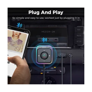 Автомобильный адаптер Bluetooth 5.3 с улучшенным шумоподавлением с двумя микрофонами ENC 3,5 мм AUX аудио адаптер Беспроводной приемник Bluetooth
