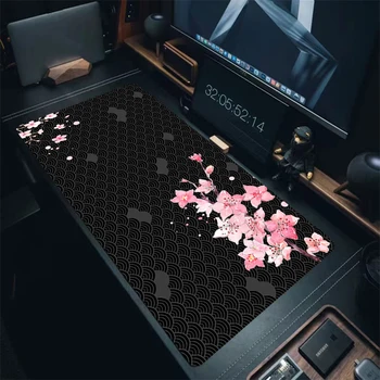 900x400 мм Черный Коврик для мыши Sakura, игровые коврики для мыши, Компьютерный Настольный коврик, коврик для клавиатуры, нескользящие резиновые коврики для стола Carpert
