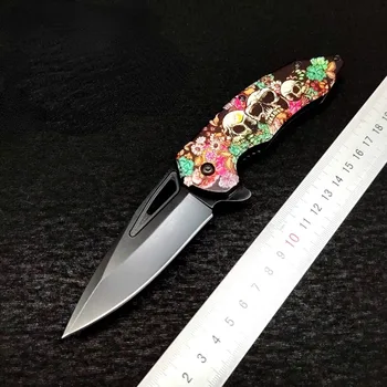 Открытый нож с 3D Рисунком Черепа на Хэллоуин, Складной Нож, Карманный Портативный Складной Нож, нож для самообороны, подарок