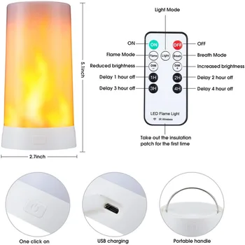 1/2/4 Упаковки USB Перезаряжаемая светодиодная лампа с пламенем, 4 режима Освещения с имитацией эффекта пламени, реалистичный светильник в атмосфере огня для домашней вечеринки Изображение 2
