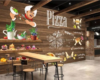 beibehang Настенная роспись на заказ, Ручная роспись, пиццерия, столовая, 3D фотообои, ресторан быстрого питания, бар, гостиничная стена, 3D обои