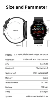 ZL02 Смарт-часы для мужчин и женщин IP67, водонепроницаемые, для фитнеса с сердечным ритмом, мужские спортивные часы для фитнеса, для смартфонов на базе IOS Android, Будильник Изображение 2