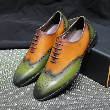 Модные мужские оксфорды из натуральной кожи Высокого качества, офисные модельные туфли на шнуровке для мужчин, свадебные вечерние официальные Оксфорды