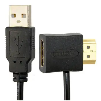 Кабель питания, совместимый с HDMI, от мужчины к женщине, кабель питания, совместимый с USB к HDMI, от мужчины к женщине, 0,5 метра Изображение 2